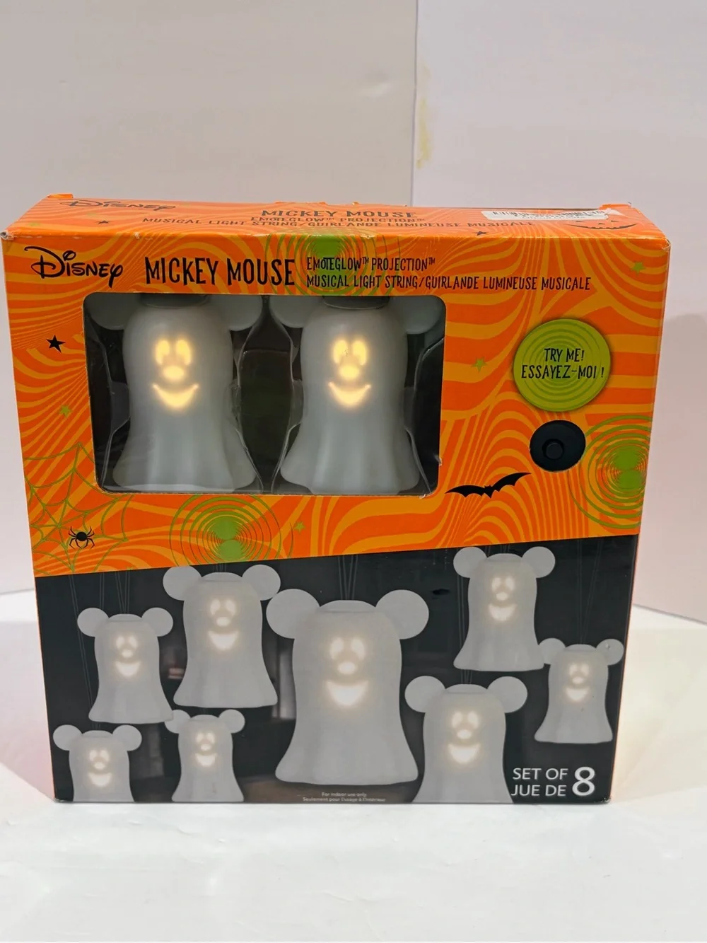 Disney Mickey Mouse Ghost Projection Light String w Music- NIB